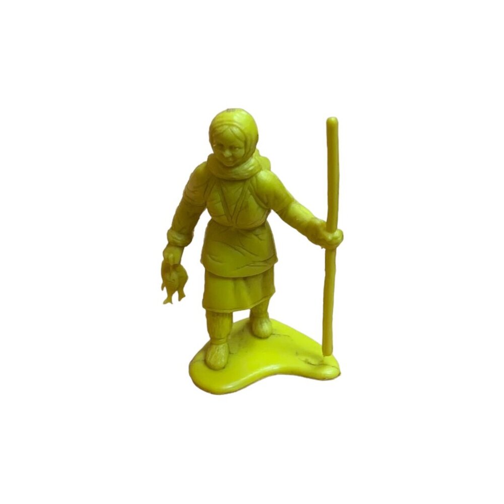 Vintage Marx Arctic Alaska Playset Woman w Walking Stick Figure IGY Yellow 1950s